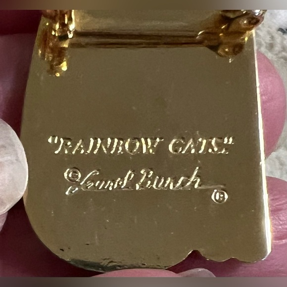 Vintage Laurel Burch Rainbow Cats Colorful Cat Brooch Pin Whimsical - Picture 6 of 8